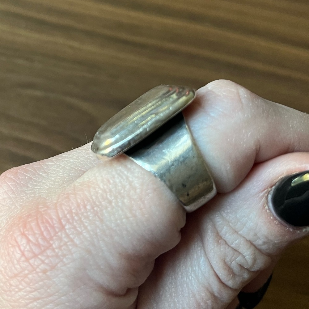 Vintage Heavy chunky 925 sterling silver stamped Mexico ring size 6.5 - Picture 2 of 9